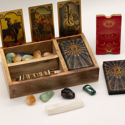Caja para cartas de Tarot de Tres Secciones con Soporte para Cartas