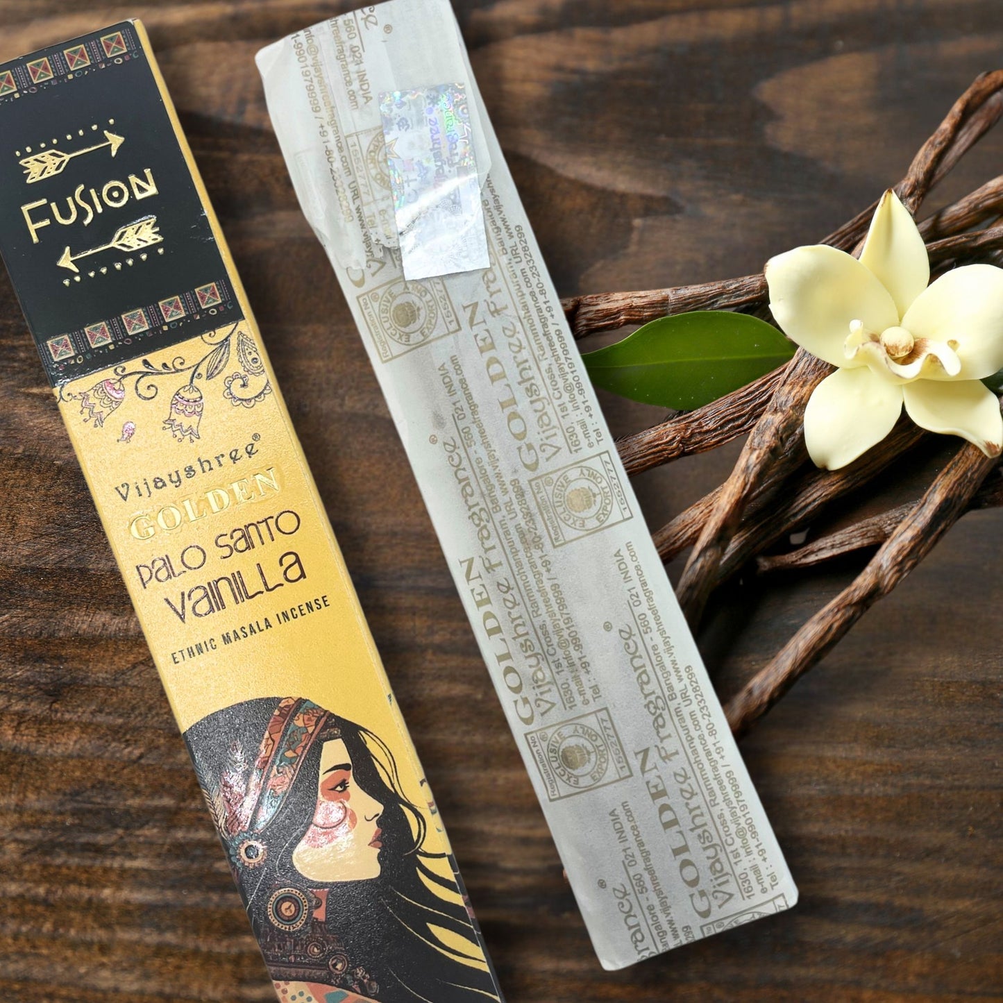 Varillas de Incienso de Palo Santo Dorado y Vainilla - 15gr