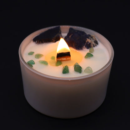 Vela de Cristal de Chakra Garganta – Vela Energética con Sodalita y Jade