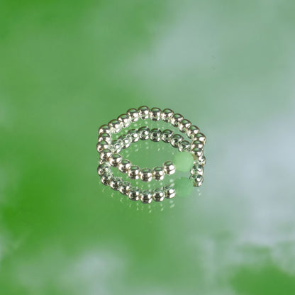 Conjunto de Anillos Espiritu del bosque| Aventurina, Malaquita y Cuarzo Rosa | Anillos Elásticos de Piedras Naturales