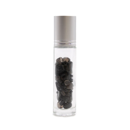 Botella Roll-On con Turmalina Negra – Aceite Esencial de Protección Energética (Chakra Raíz)