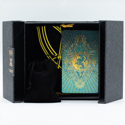 Set Premium Tarot Oro y Turquesa, Cristales y Bolsa de Terciopelo