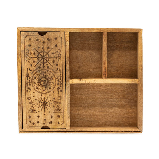 Caja para cartas de Tarot de Cuatro Compartimentos con Soporte para Cartas