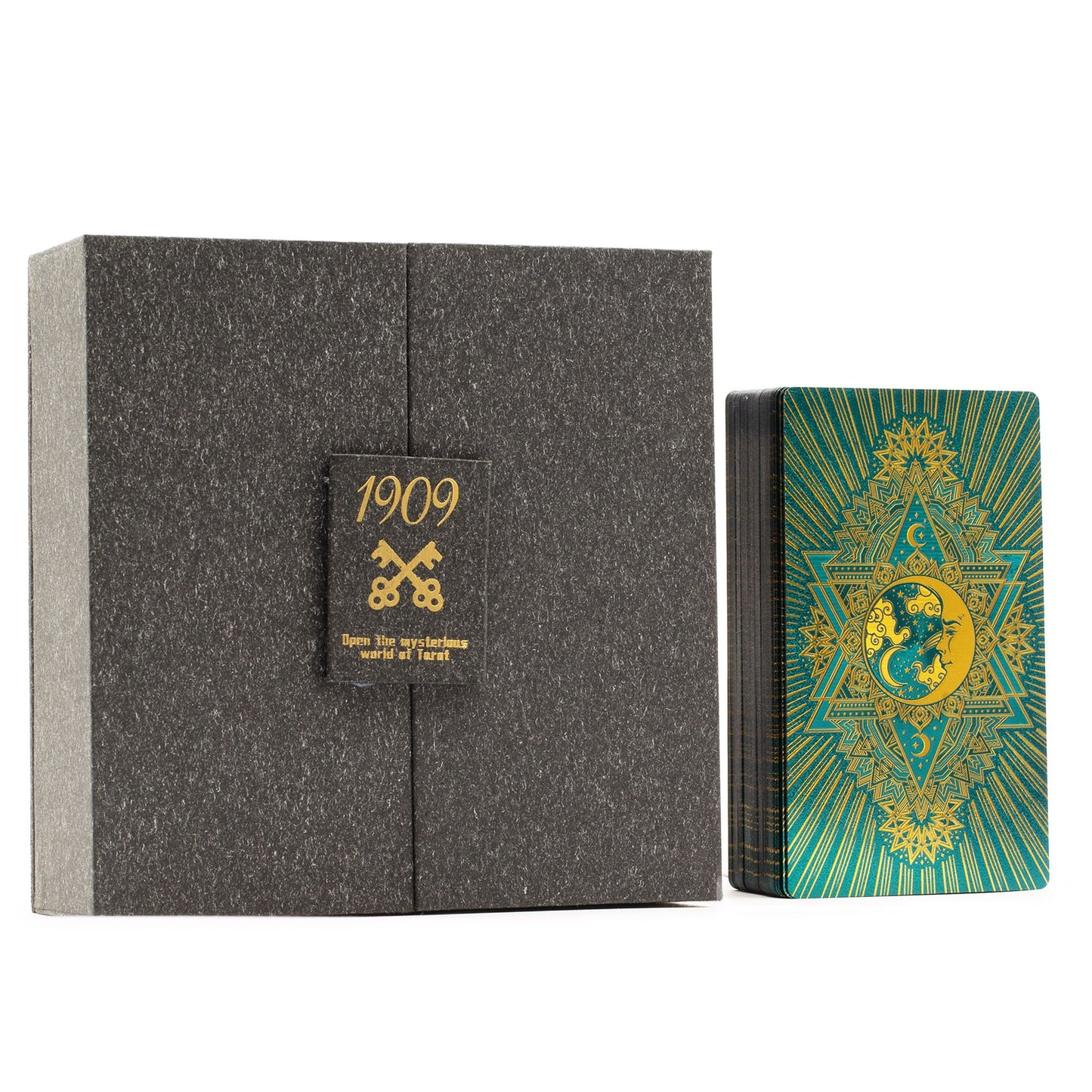 Set Premium Tarot Oro y Turquesa, Cristales y Bolsa de Terciopelo