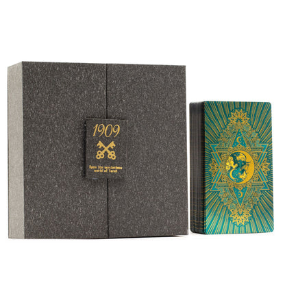 Set Premium Tarot Oro y Turquesa, Cristales y Bolsa de Terciopelo