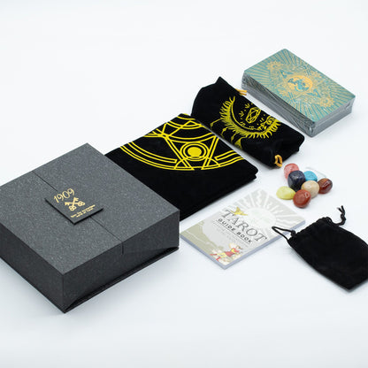 Set Premium Tarot Oro y Turquesa, Cristales y Bolsa de Terciopelo