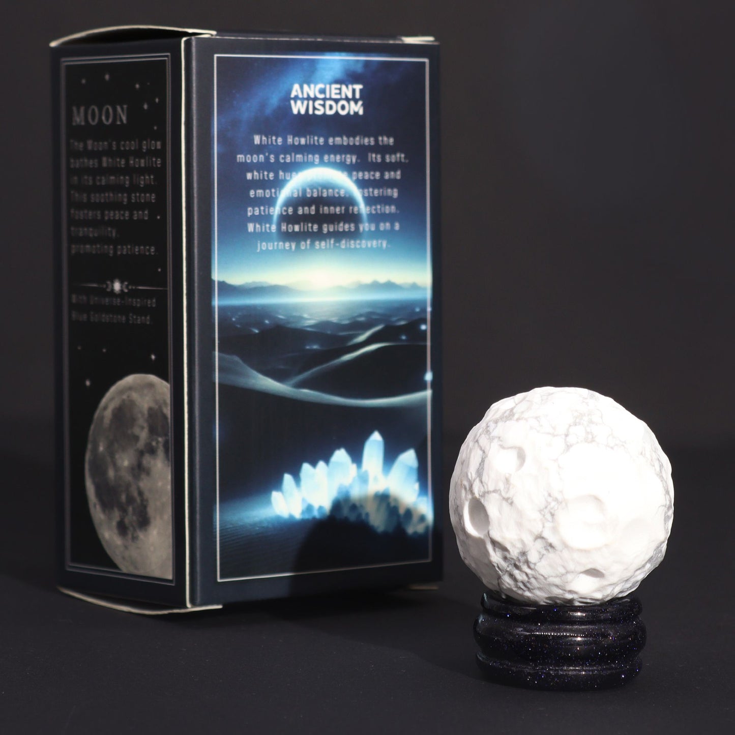 Planeta Howlita Blanca con Soporte Solar (LUNA) - 40mm