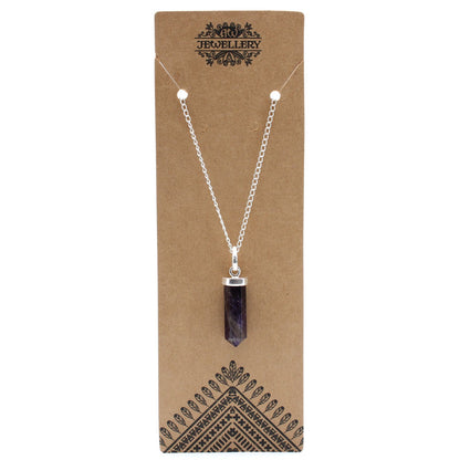 Collar Punta Hexagonal de Amatista con Cadena Plateada – Calma y Protección