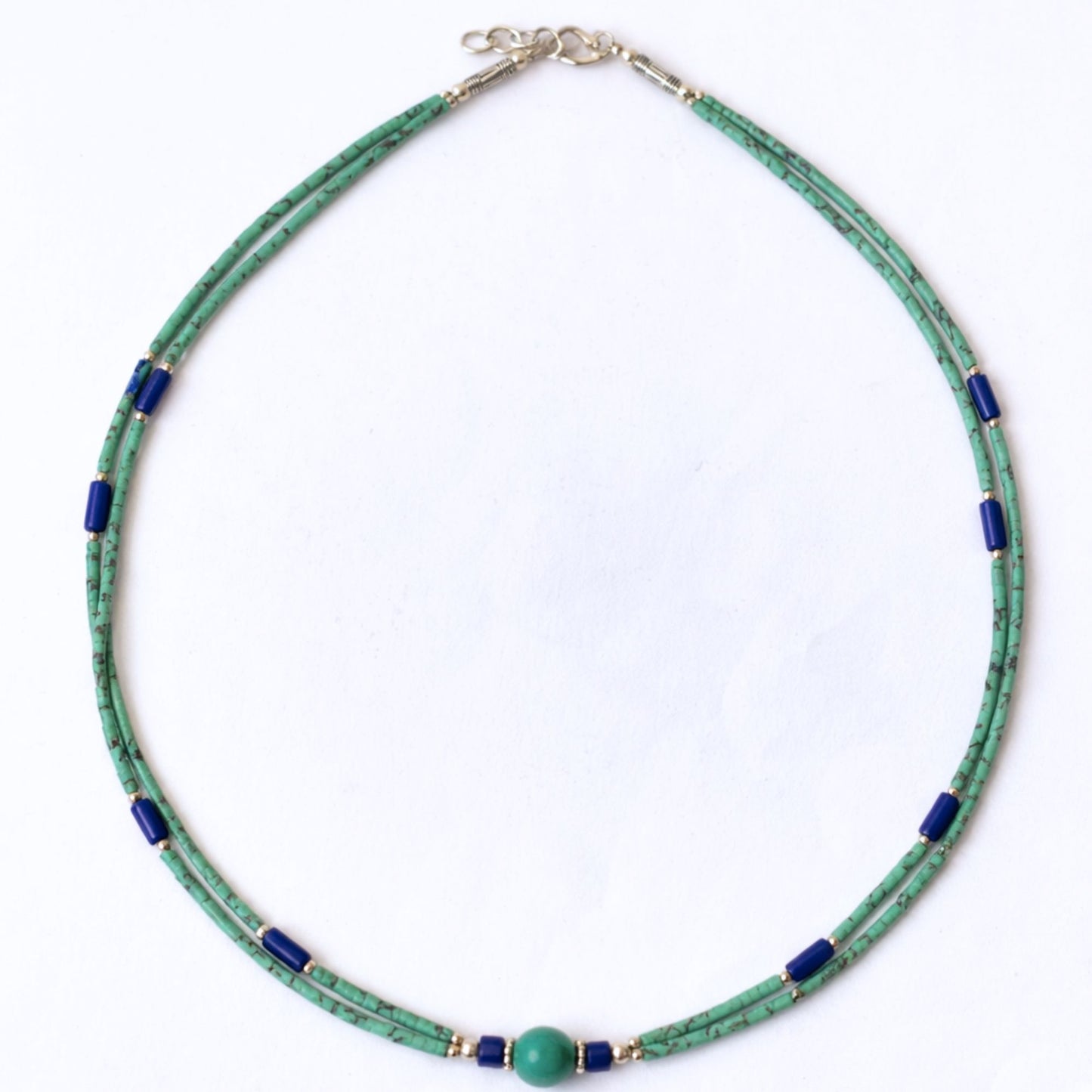 Collar Nepalí Extrafino Lapislázuli & Malaquita | Joya de Bienestar Consciente
