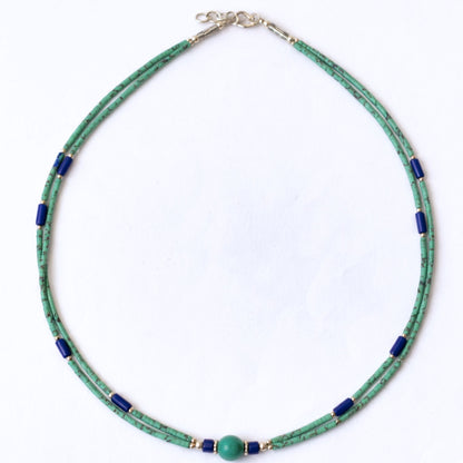 Collar Nepalí Extrafino Lapislázuli & Malaquita | Joya de Bienestar Consciente