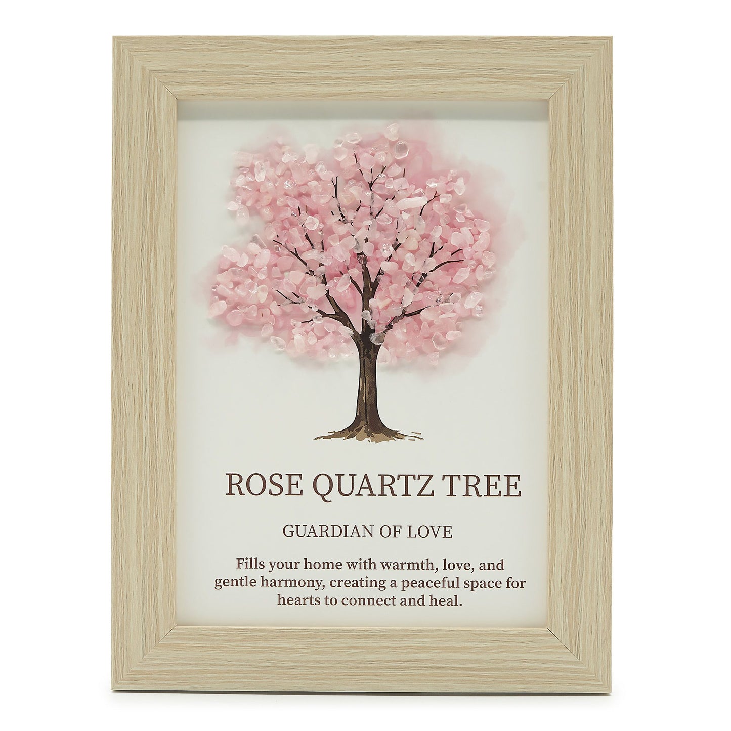 Cuadro Árbol de la Vida con Cuarzo Rosa Natural 21x15cm