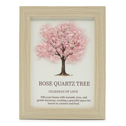Cuadro Árbol de la Vida con Cuarzo Rosa Natural 21x15cm