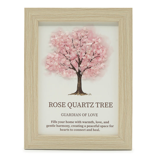 Cuadro Árbol de la Vida con Cuarzo Rosa Natural 21x15cm