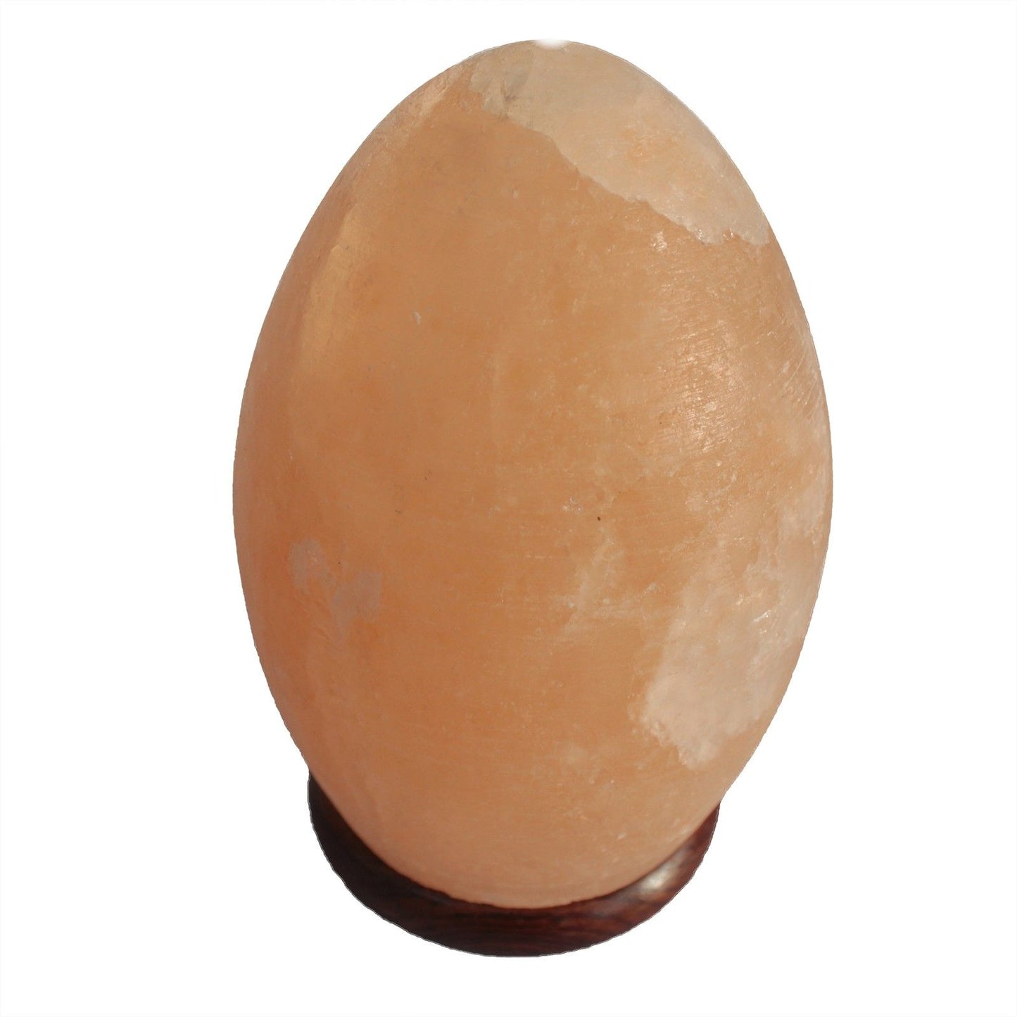 Lámpara de Sal del Himalaya Forma Huevo - Base Madera Natural