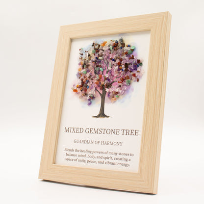 Cuadro Árbol de la Vida con Cristales Multicolor Naturales 21x15cm