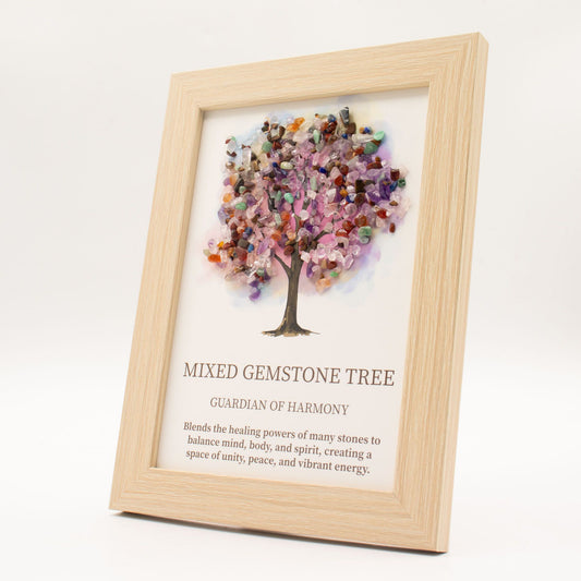 Cuadro Árbol de la Vida con Cristales Multicolor Naturales 21x15cm