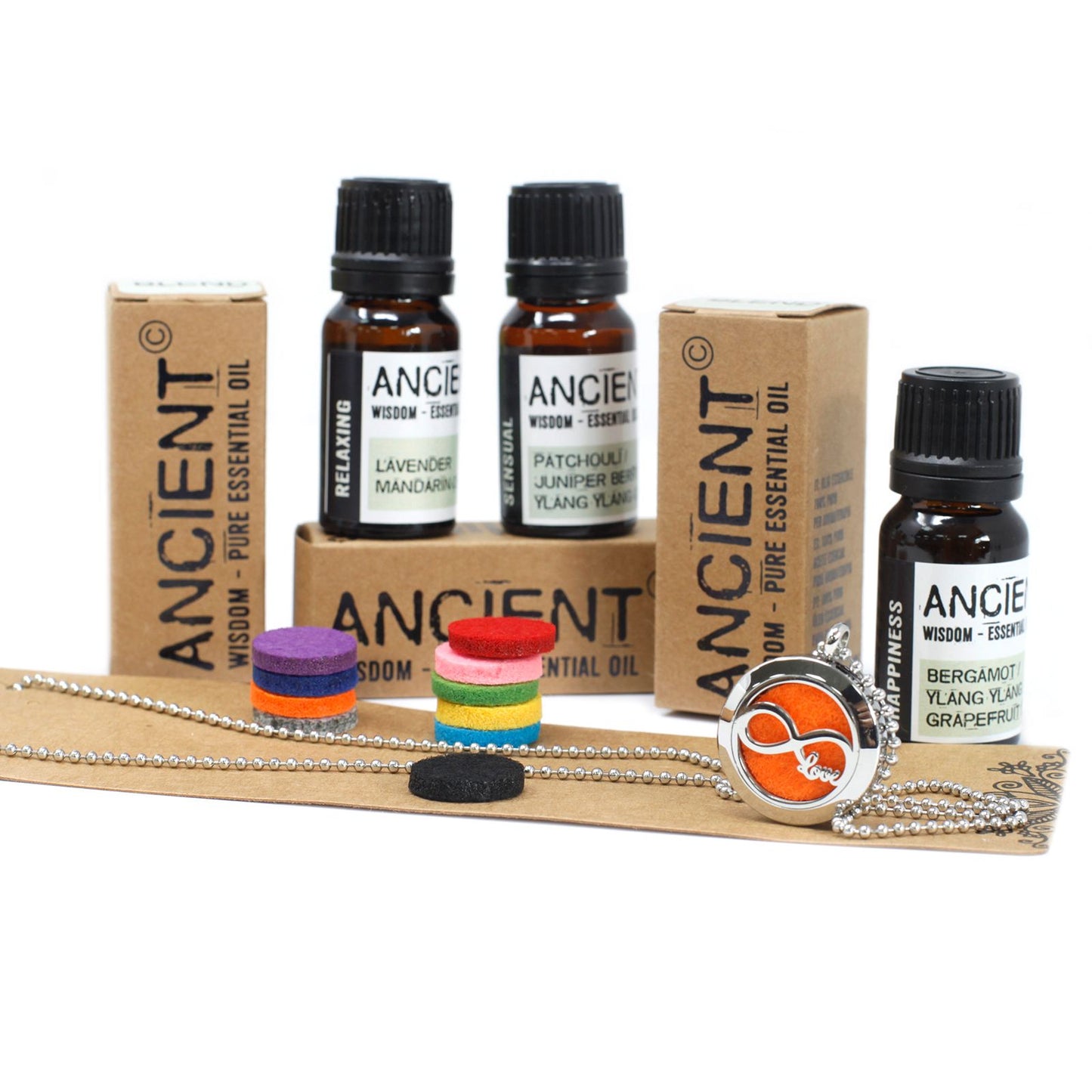 Pack Aromaterapia Portátil 3 Aceites Esenciales Naturales + Colgante Difusor Aromático