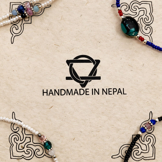 Collar Nepalí Doble Hilera · Ónix Negro | Joya de Protección Profunda (42 cm)