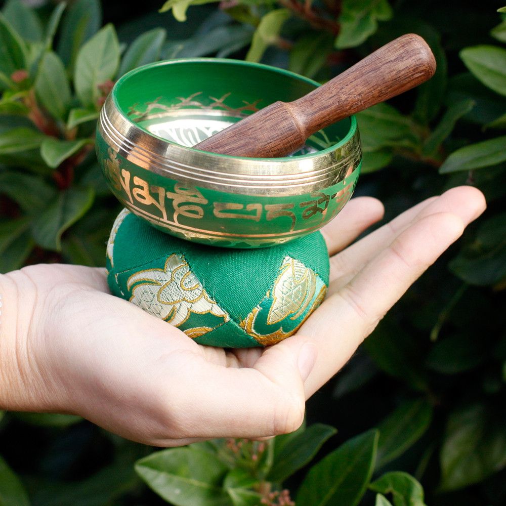 Cuenco tibetano Verde para meditación y equilibrio energético