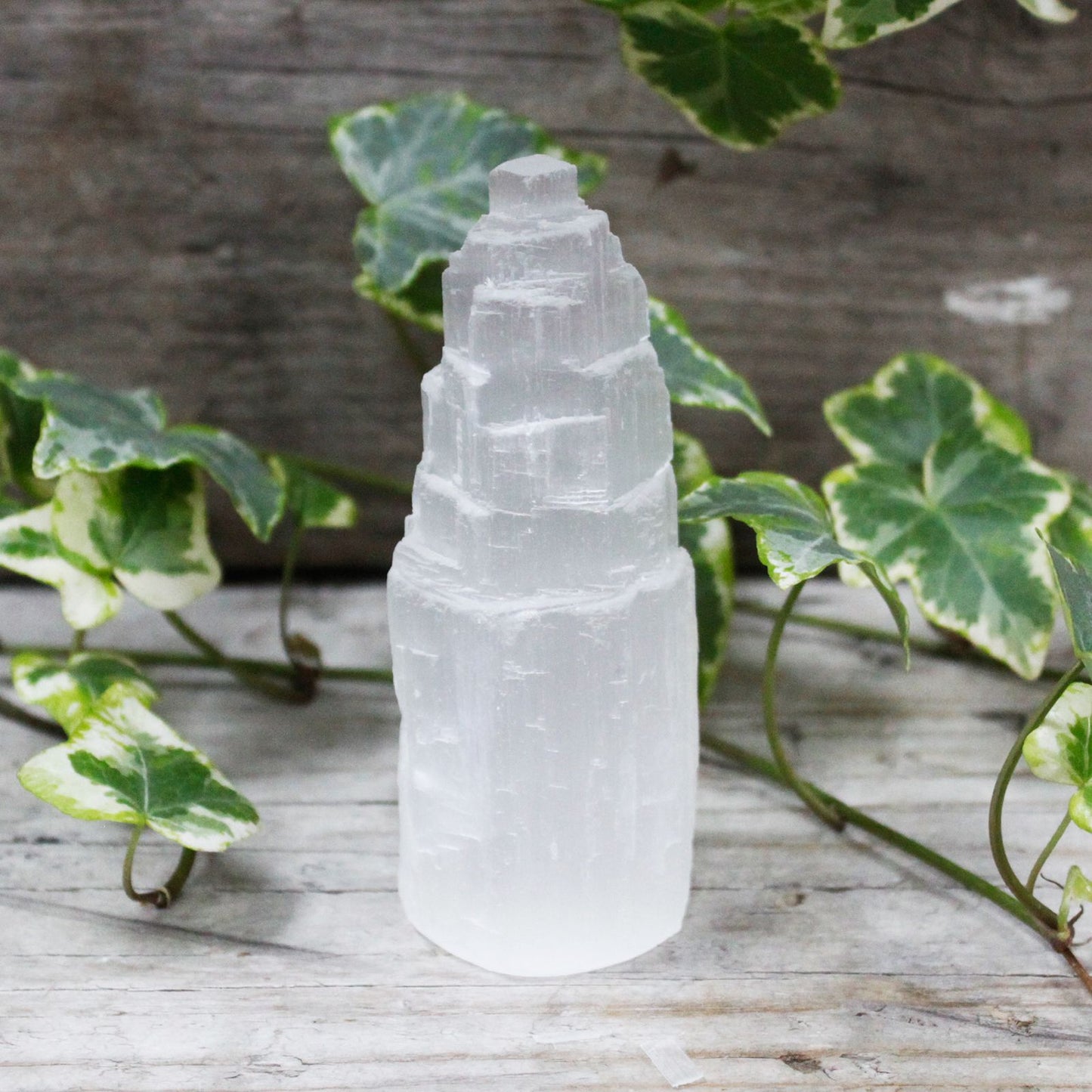 Torre de Selenita 10cm | Purificación Espacio + Energía Positiva | Meditación