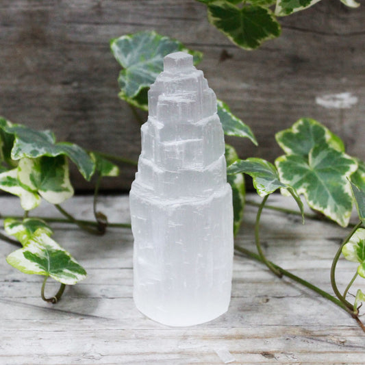 Torre de Selenita 10cm | Purificación Espacio + Energía Positiva | Meditación