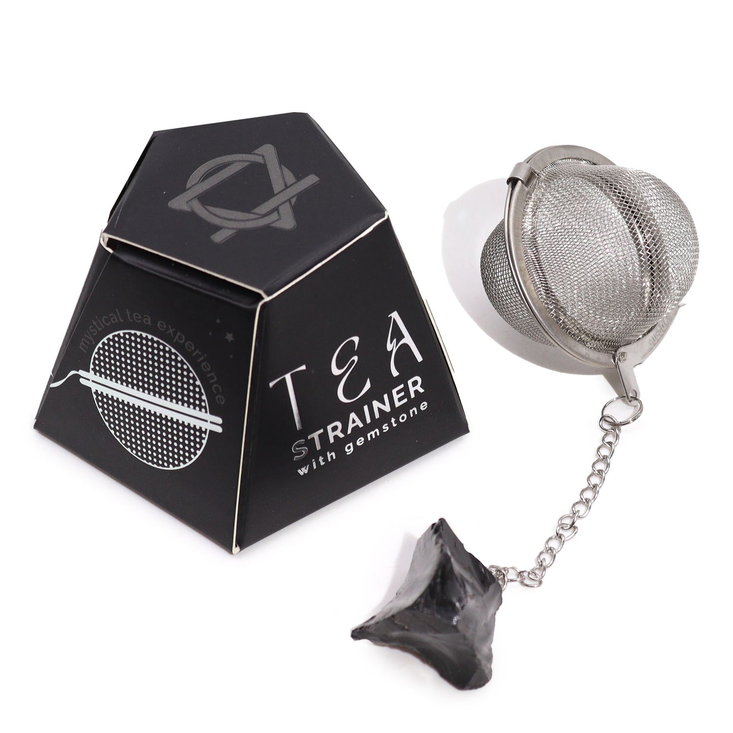 Colador de Té de Piedras en Bruto - Obsidiana Negra