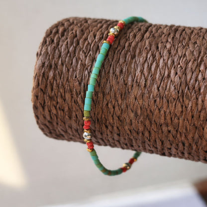 Pulsera Nepalí de Gemas Extrafinas – Turquesa y Piedra