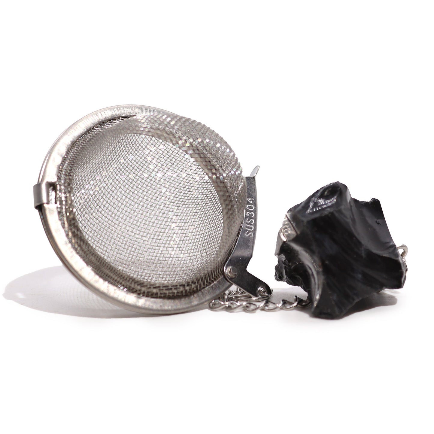 Colador de Té de Piedras en Bruto - Obsidiana Negra