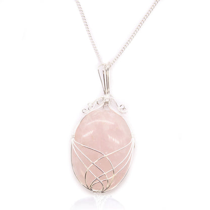 Collar de Piedras Envueltas en Cascada - Cuarzo Rosa