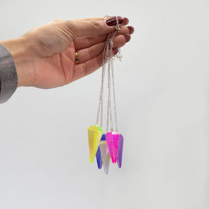Péndulo de seis caras - Aurora Cristal Rosa tratado - 4 cm