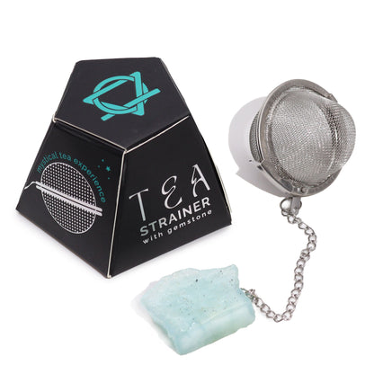 Colador de Té con Piedras en Bruto - Aguamarina