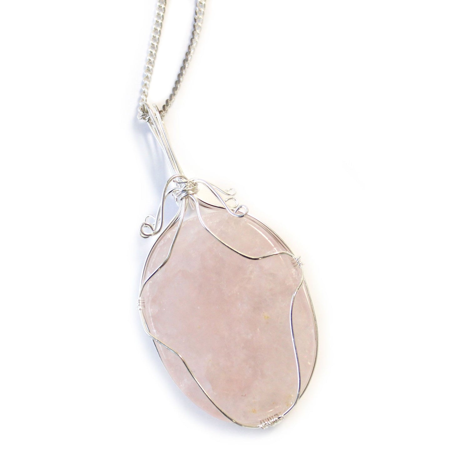 Collar de Piedras Envueltas en Cascada - Cuarzo Rosa