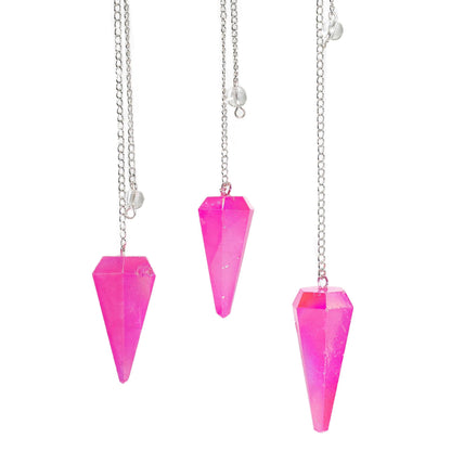 Péndulo de seis caras - Aurora Cristal Rosa tratado - 4 cm