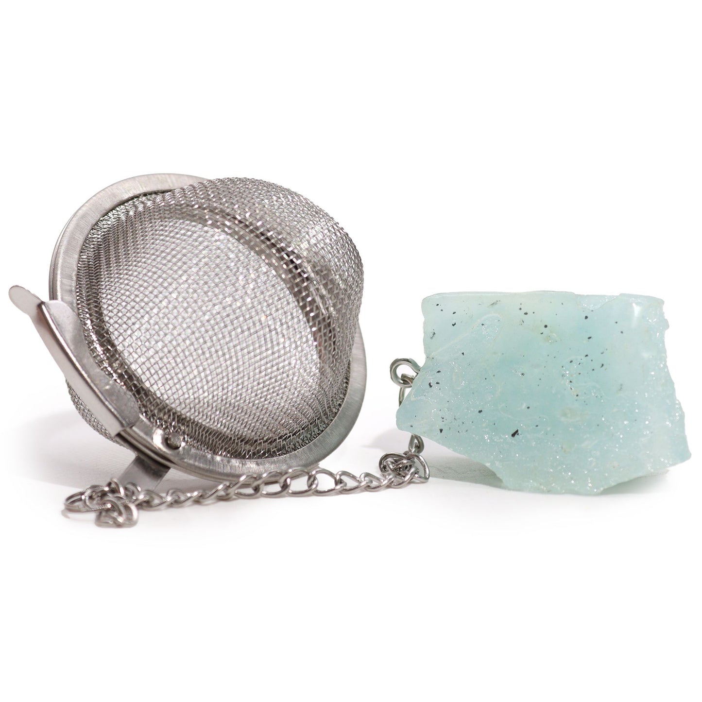 Colador de Té con Piedras en Bruto - Aguamarina