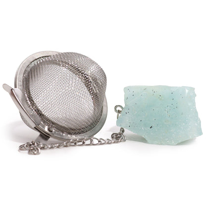 Colador de Té con Piedras en Bruto - Aguamarina