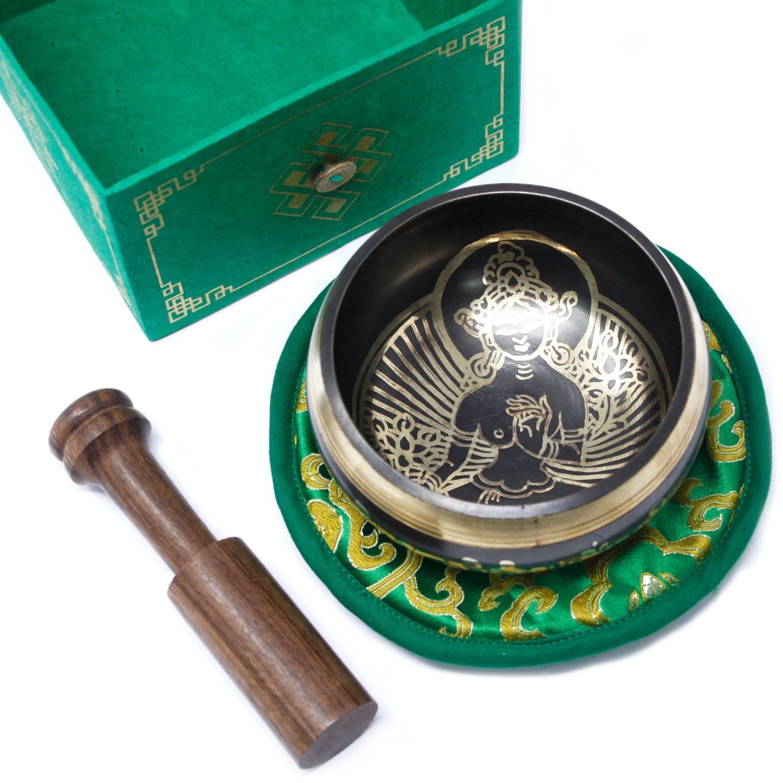 Cuenco tibetano Tara Verde 10cm (min 400gm) para meditación y equilibrio energético