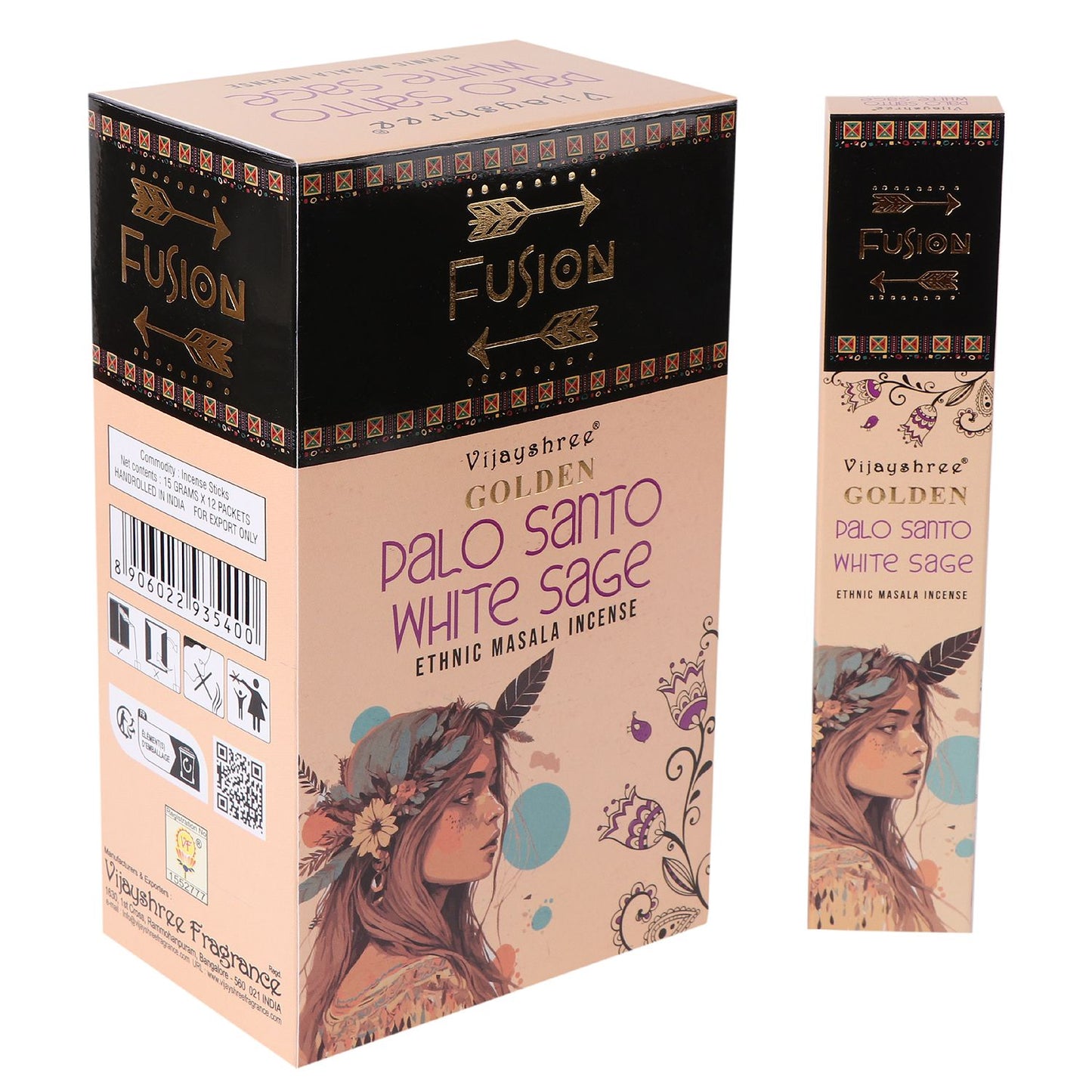 Varillas de Incienso de Palo Santo Dorado y Salvia Blanca - 15gr