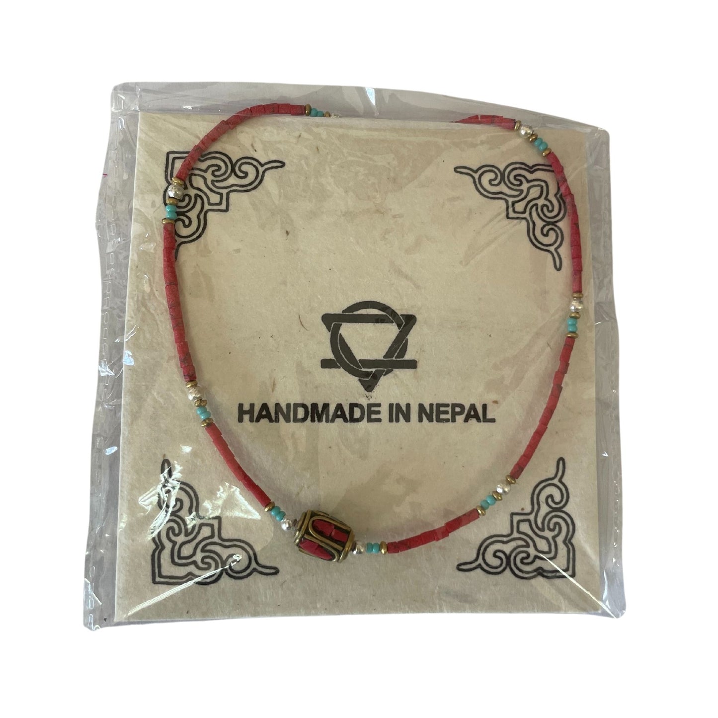 Pulsera Nepalí Gemas Extrafinas Coral Rosa & Turquesa  Joya de Amor y Calma