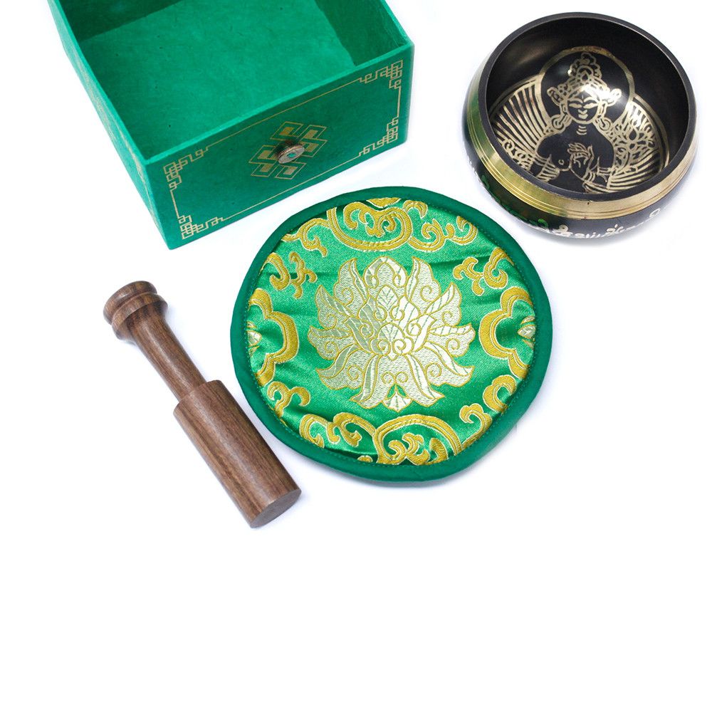 Cuenco tibetano Tara Verde 10cm (min 400gm) para meditación y equilibrio energético
