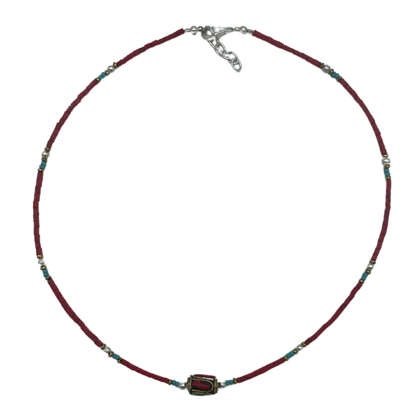 Pulsera Nepalí Gemas Extrafinas Coral Rosa & Turquesa  Joya de Amor y Calma