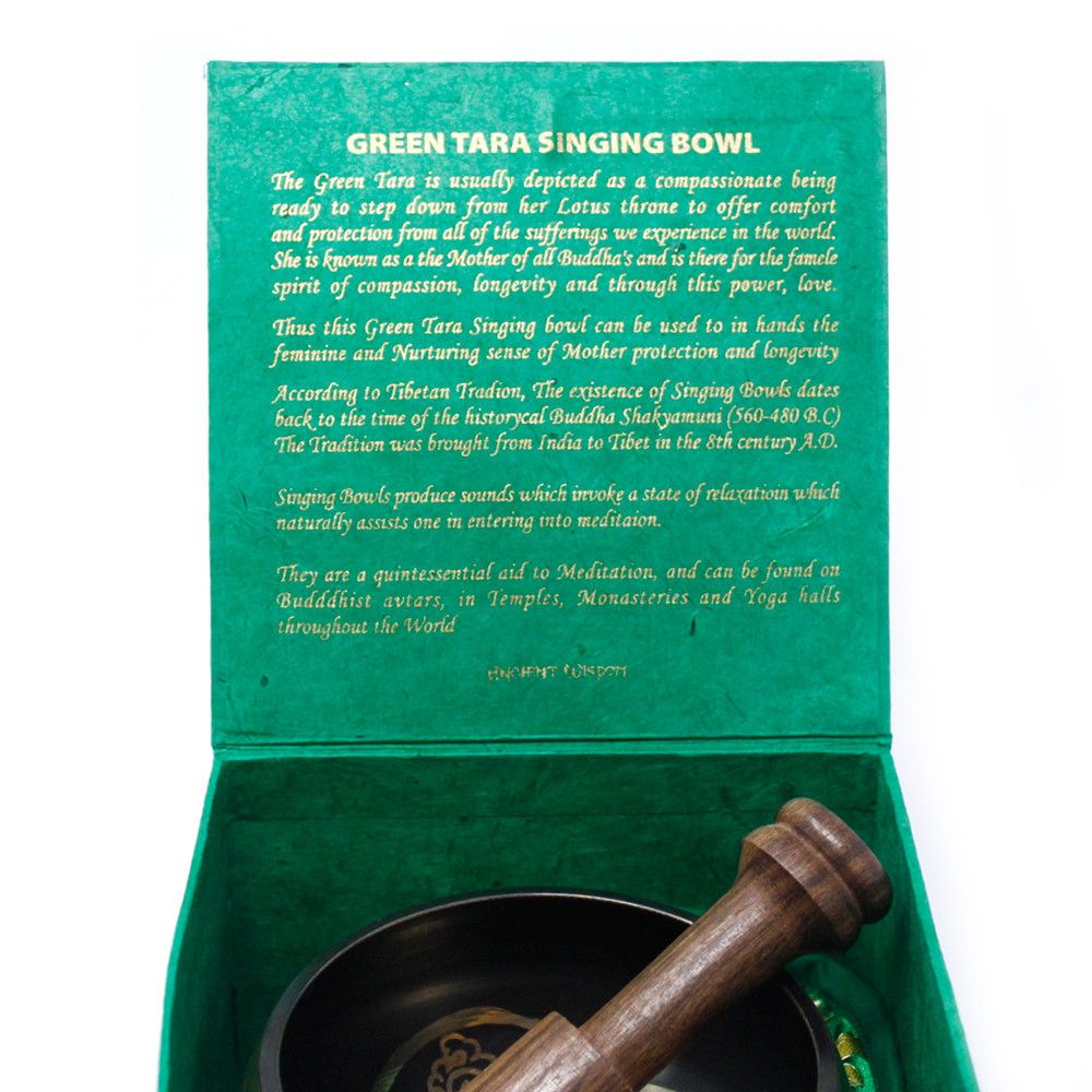 Cuenco tibetano Tara Verde 10cm (min 400gm) para meditación y equilibrio energético