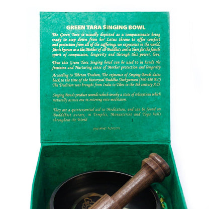 Cuenco tibetano Tara Verde 10cm (min 400gm) para meditación y equilibrio energético