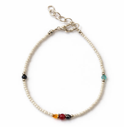 Pulsera Nepalesa Gemas Extrafinas · Perla & Cuentas Talladas | Joya de Pureza Interior