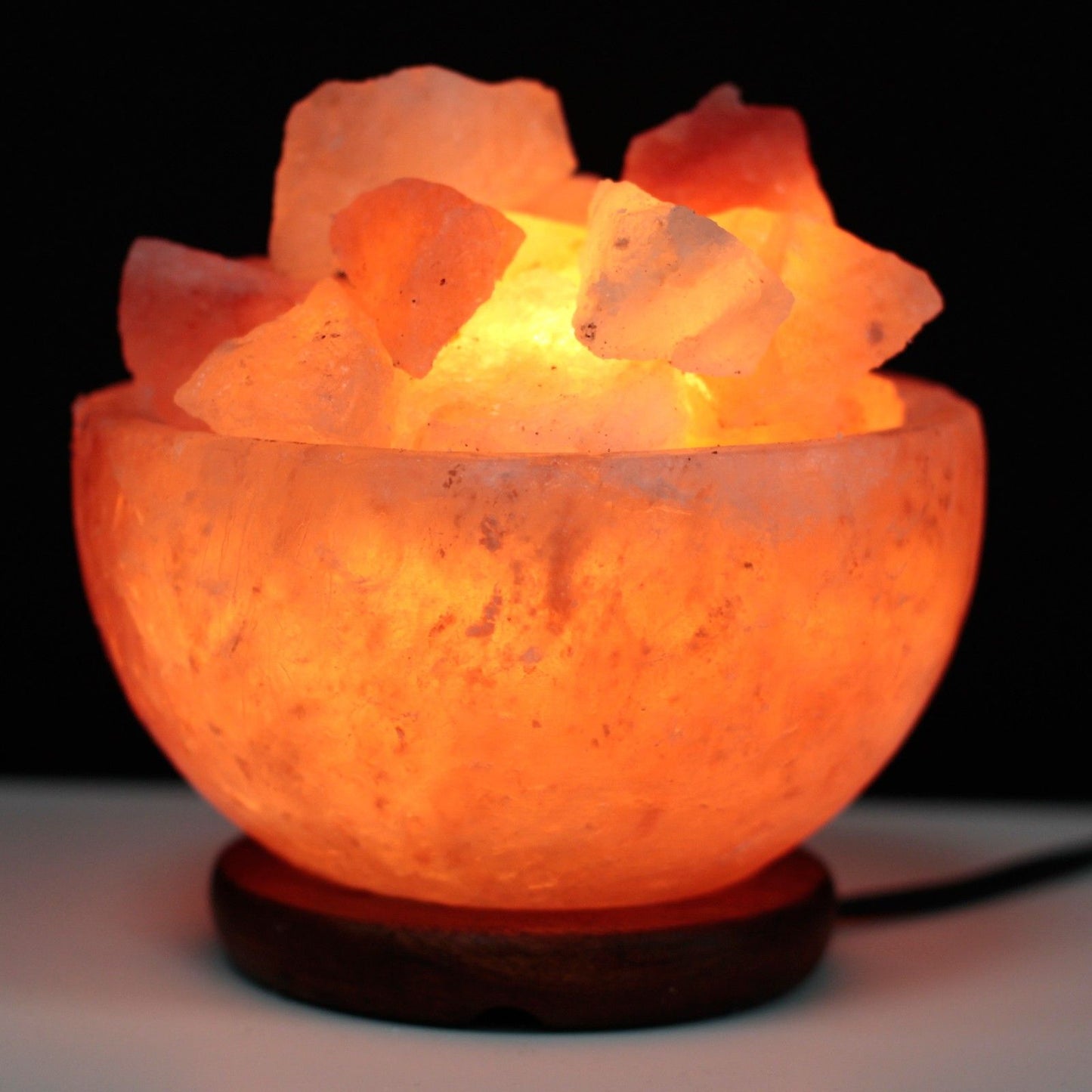 Lámpara de Sal del Himalaya Cuenco con Trozos 15x9cm - Diseño Único