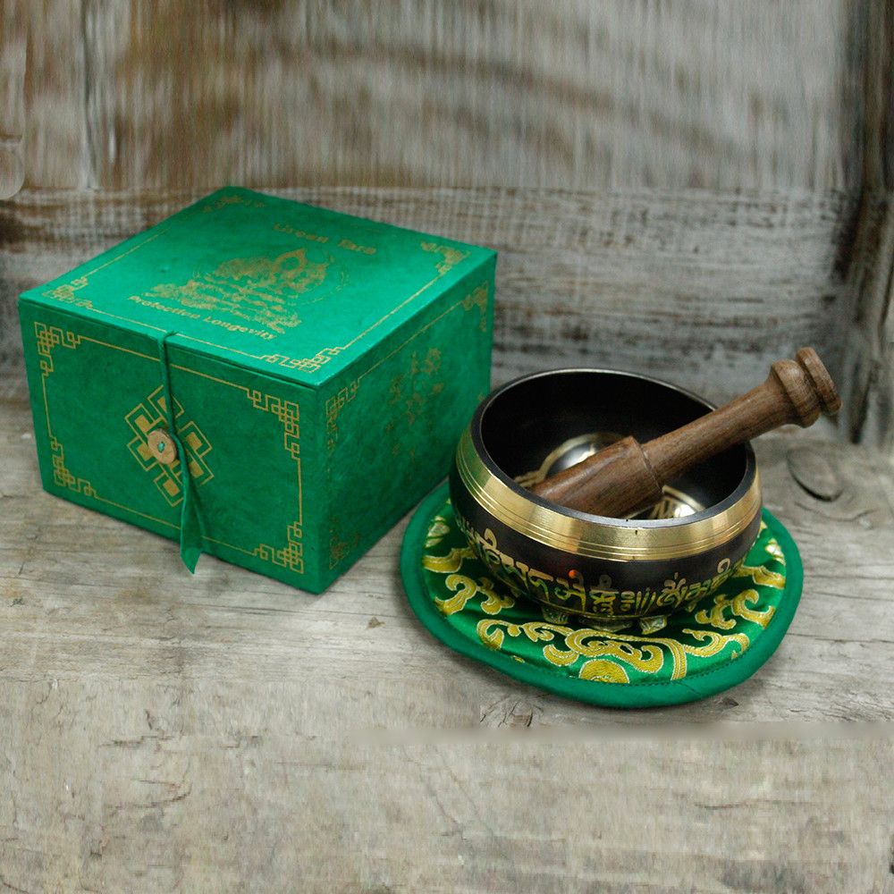 Cuenco tibetano Tara Verde 10cm (min 400gm) para meditación y equilibrio energético