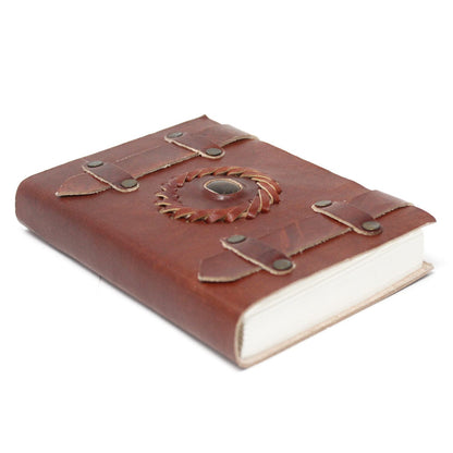 Cuaderno de cuero Ojo de Tigre con correas – Diario espiritual y energético