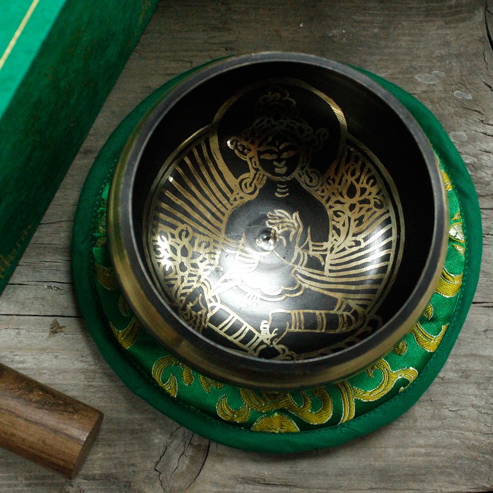 Cuenco tibetano Tara Verde 10cm (min 400gm) para meditación y equilibrio energético