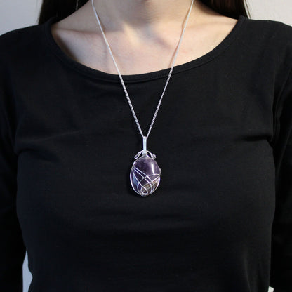 Collar de gemas envueltas en espiral - Amatista