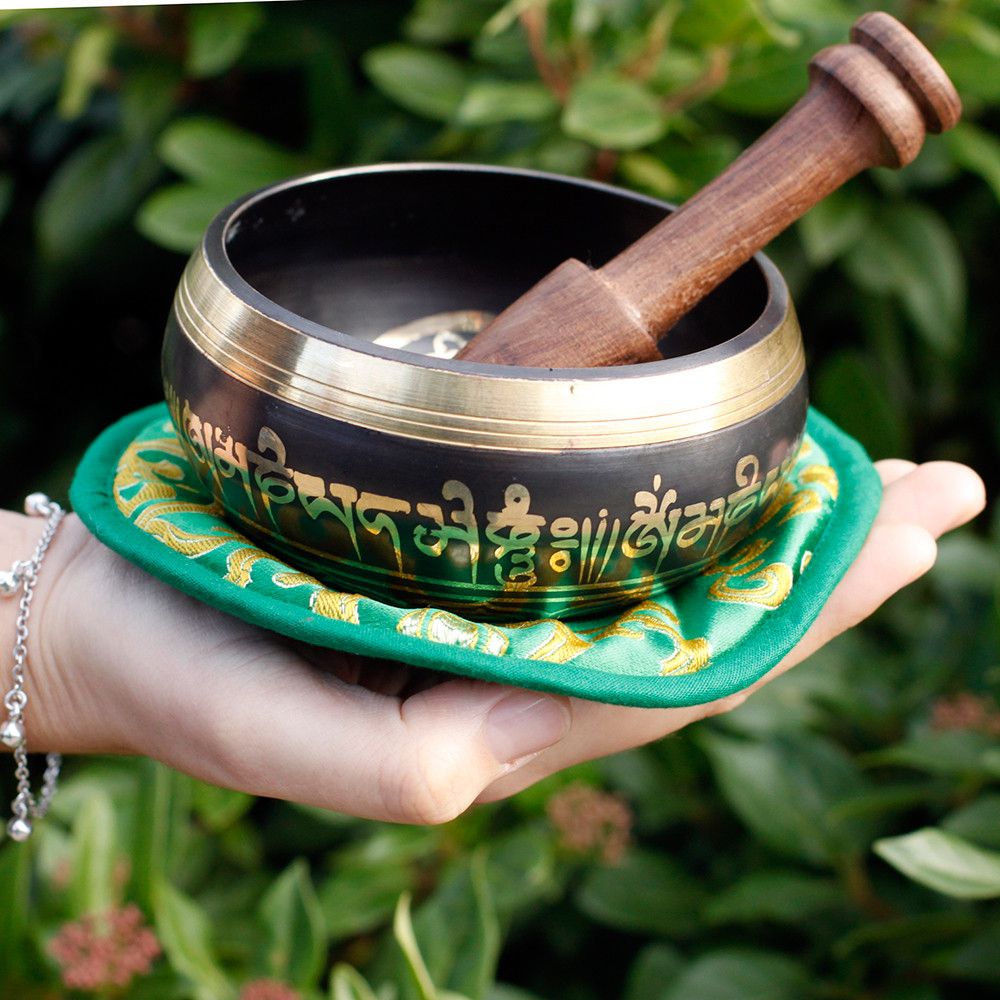 Cuenco tibetano Tara Verde 10cm (min 400gm) para meditación y equilibrio energético