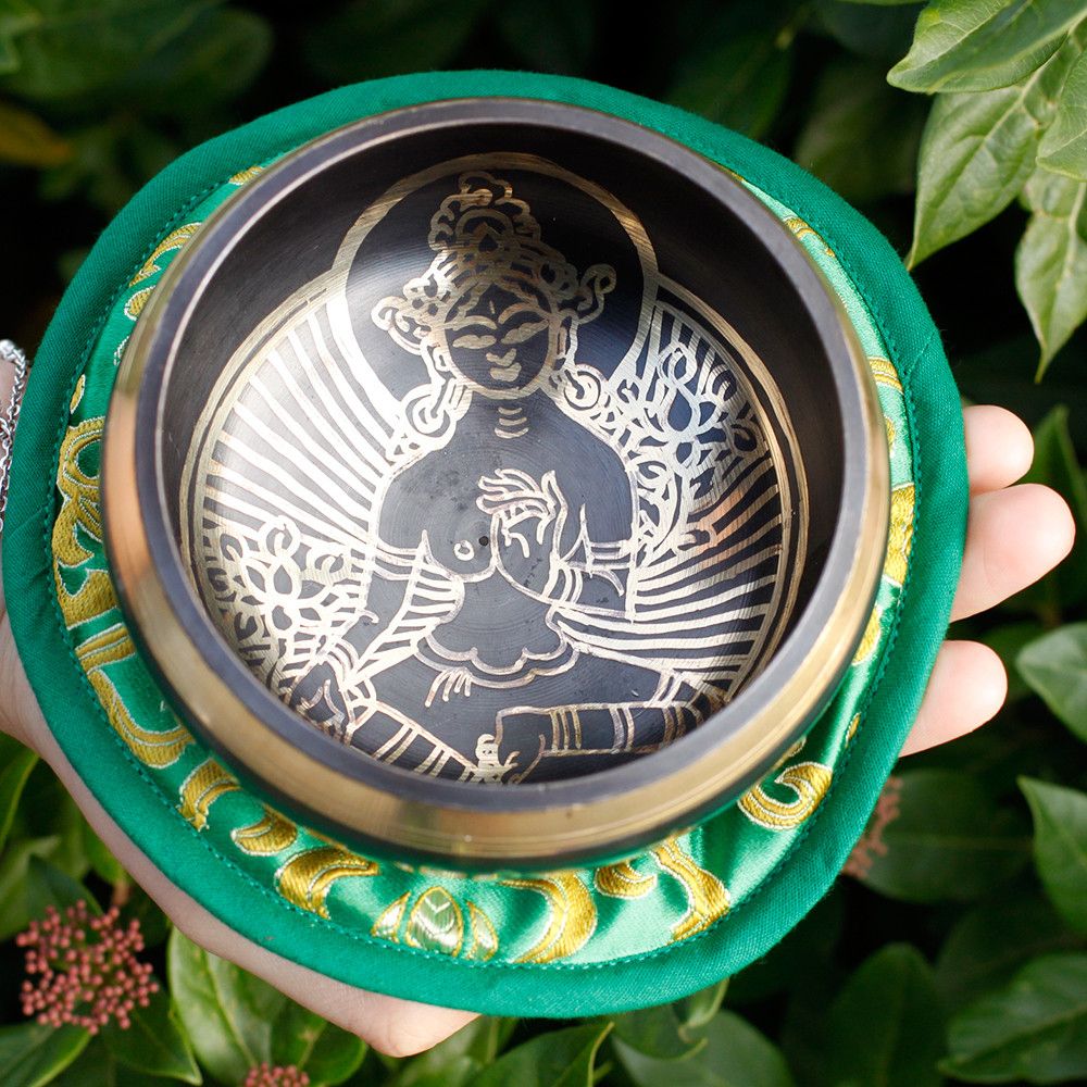Cuenco tibetano Tara Verde 10cm (min 400gm) para meditación y equilibrio energético
